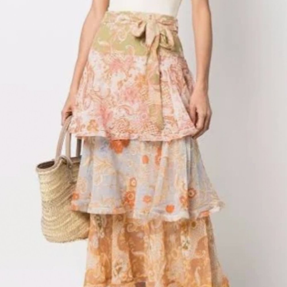 Zimmerman Women's Postcard Flounce Midi Skirt